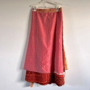 Kariza Designs pink and red wrap midi skirt / dress